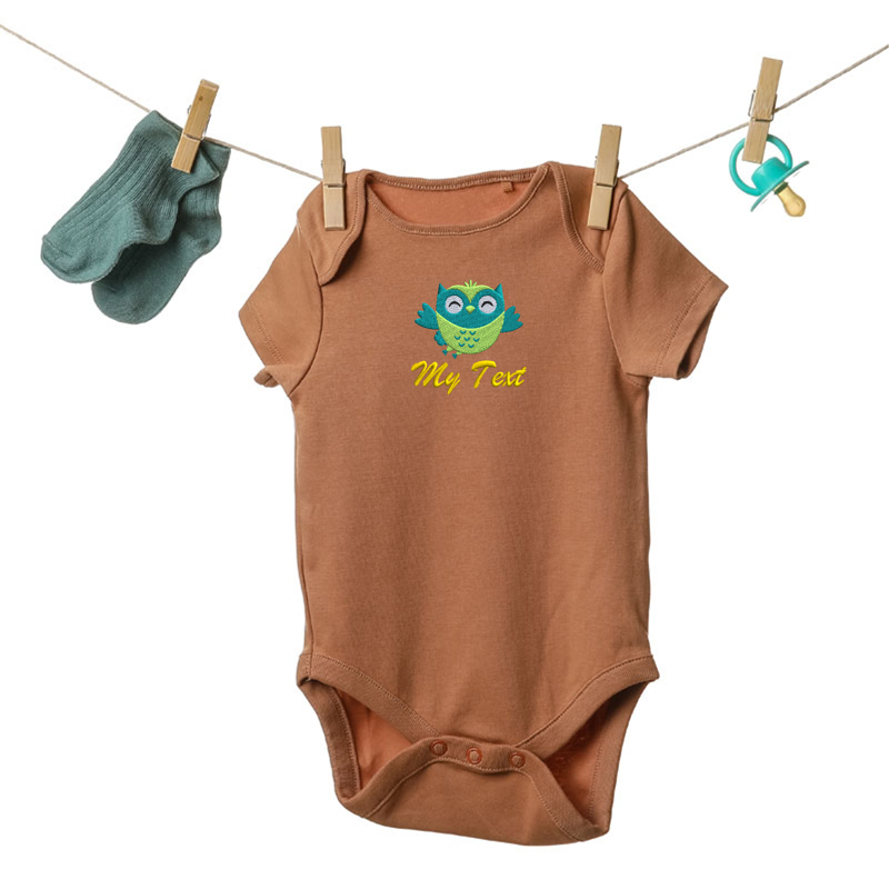 Romper with 1 owl and name 