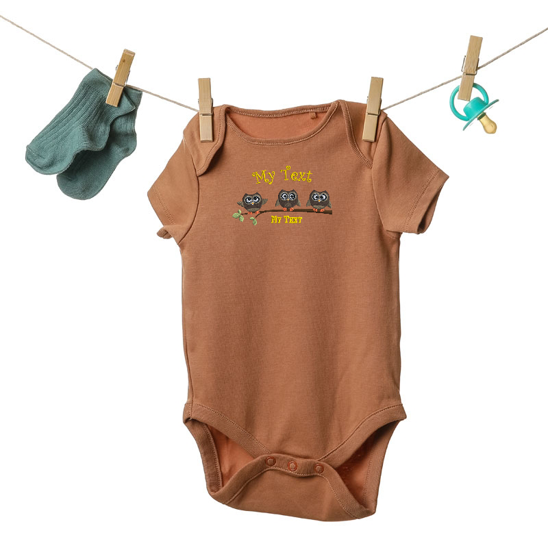 Romper with 3 owls and name